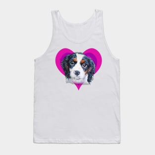 Gorgeous painting of a cavalier King Charles spaniel on a rainbow heart! Tank Top